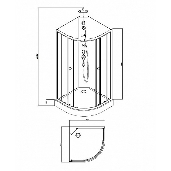 Кабина гидромассажная BandHours Nova 90х90 стекло прозрачное, профиль хром Кабина гидромассажная BandHours Nova 90х90 стекло прозрачное, профиль хром