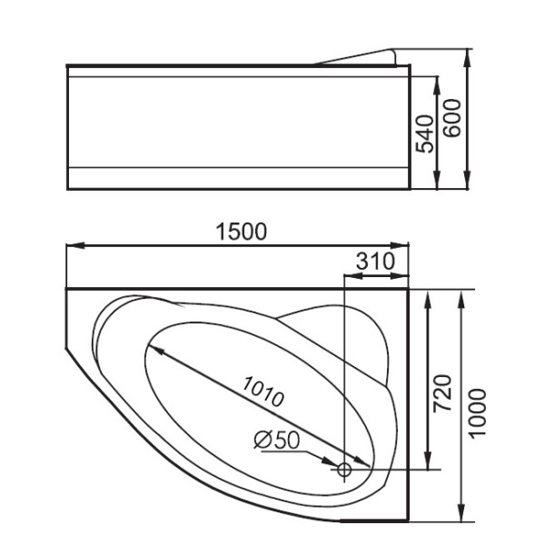 Ванна гидромассажная Gemy G9009 B R 1500х1000х600 R