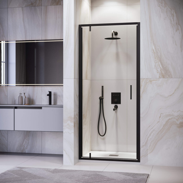 Душевая дверь RGW LE-102B 90x195 стекло прозрачное, профиль черный (711210209-14)