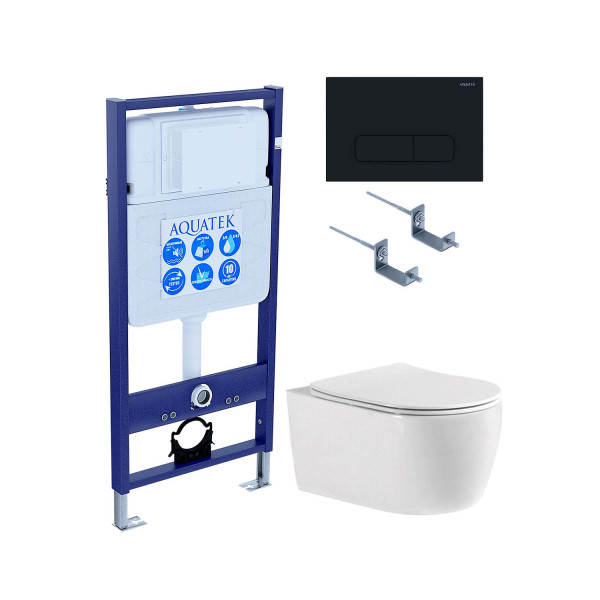 Комплект инсталляция с унитазом Aquatek Европа с клавишей смыва черный матовый (SET AQUATEK ЕВРОПА cmp017)