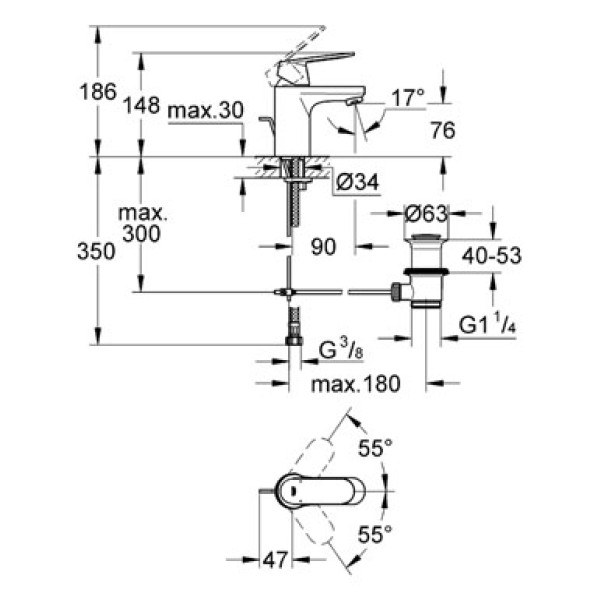 Смеситель для раковины Grohe Eurosmart Cosmopolitan (32825000)