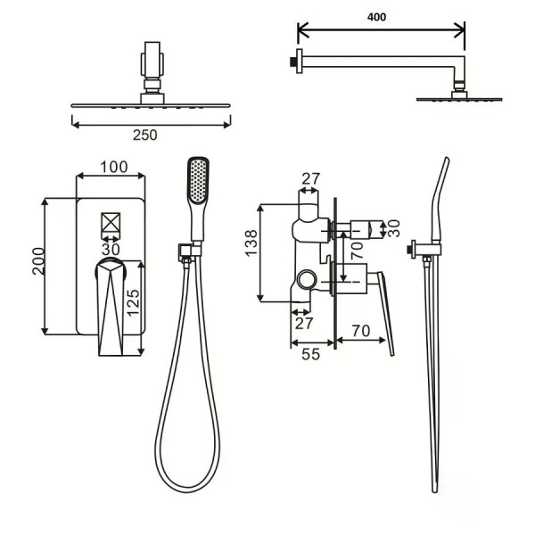 Душевая система Boheme Venturo B (черный) (384-B)