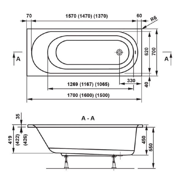 Ванна акриловая VagnerPlast Kasandra 170 170х70х45 (VPBA177KAS2X-01) Ванна акриловая VagnerPlast Kasandra 170 170х70х45 (VPBA177KAS2X-01)