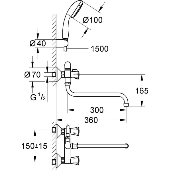 Смеситель для ванны и душа Grohe Costa L (2679010A)