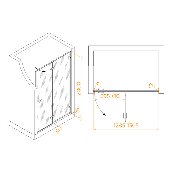 Душевая дверь RGW Stilvoll 130x200 стекло матовое-сатинат, профиль серый (353200413-210)