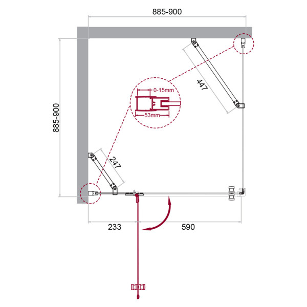 Душевой уголок BelBagno Kraft 90x90 стекло прозрачное, профиль хром (KRAFT-A-12-90-C-Cr-L)