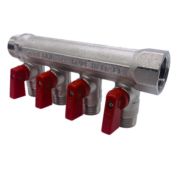 Коллектор с шаровыми кранами Tiemme NINO 4 выхода 3/4*1/2"(16) (никель) (1820049) Коллектор с шаровыми кранами Tiemme NINO 4 выхода 3/4*1/2"(16) (никель) (1820049)