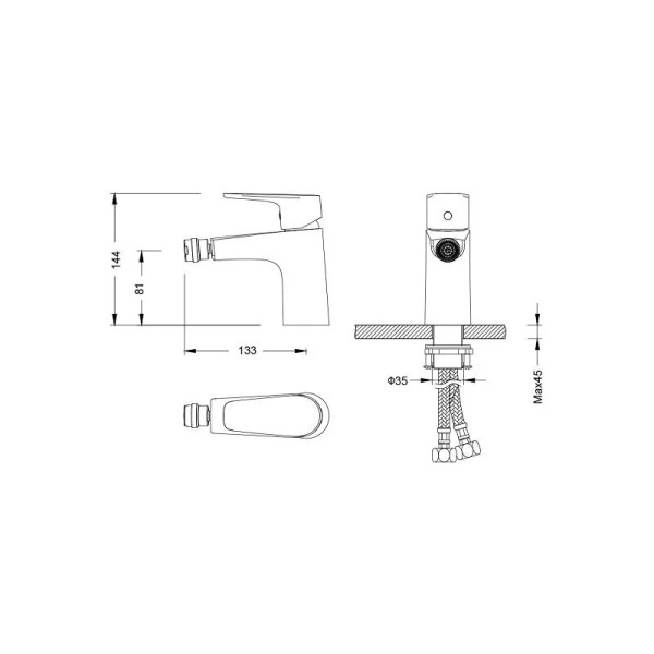 Смеситель для биде Aquatek Бетта шлифованный черный хром (AQ1118BGM) Смеситель для биде Aquatek Бетта шлифованный черный хром (AQ1118BGM)