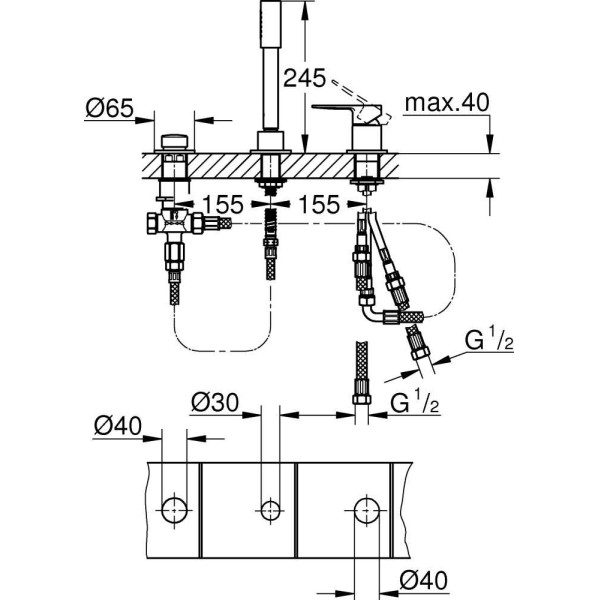 Смеситель для ванны и душа Grohe Lineare New (19965001)