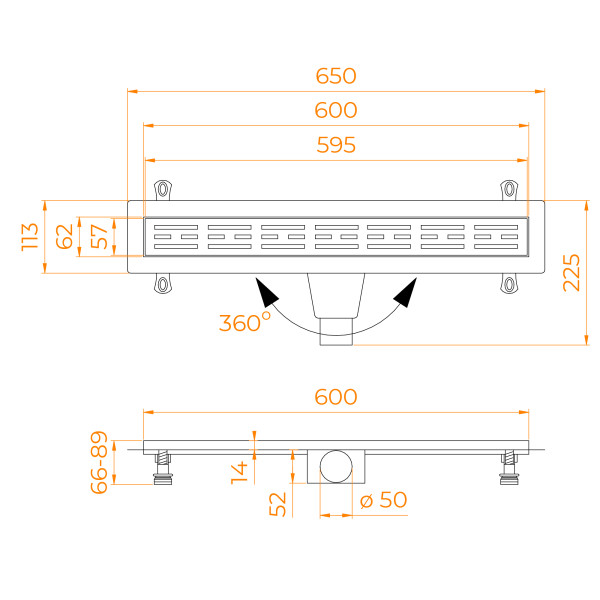 Душевой лоток RGW Drain Leo 600 золотой (60213060-06) Душевой лоток RGW Drain Leo 600 золотой (60213060-06)