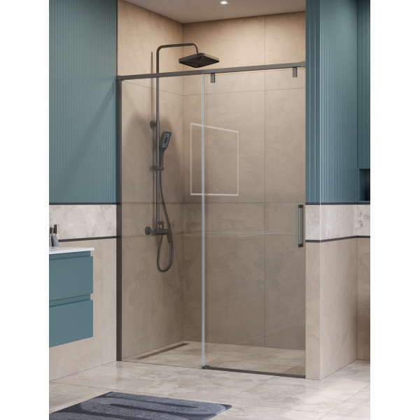 Душевая дверь BelBagno Soft Close-1 130x200 стекло прозрачное, профиль оружейная сталь матовая (SOFT_CLOSE-1-BF-1-130-C-GM)
