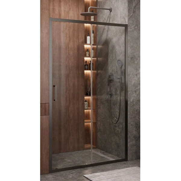 Душевая дверь Cezares Molveno 120x195 стекло прозрачное, профиль оружейная сталь (MOLVENO-BF-1-120-C-GM-IV)