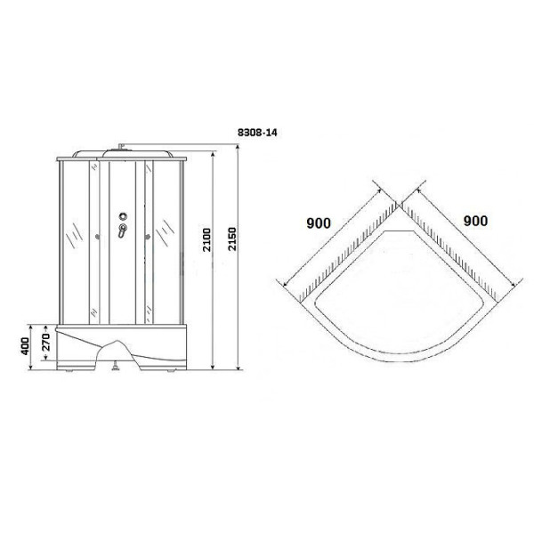 Душевая кабина Niagara 900*900*210 стекло матовое, профиль белый (NG-8308)
