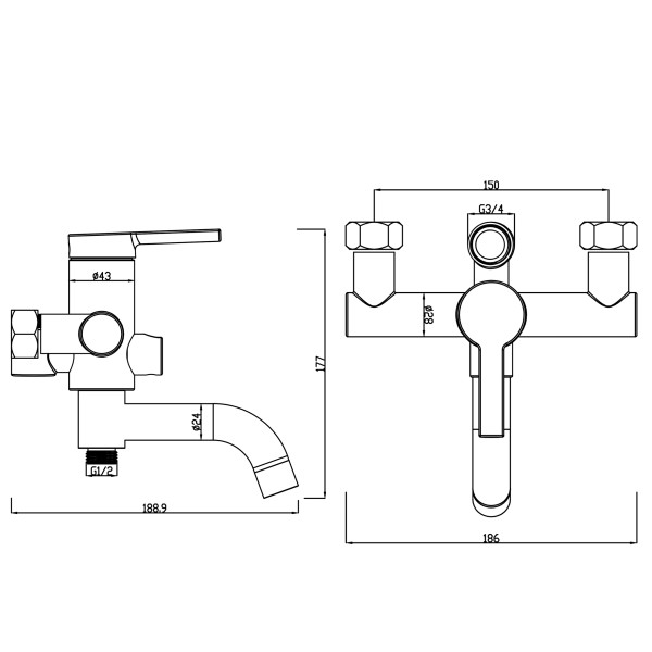 Душевая система Swedbe Swedbe Hermes со смесителем для ванны черный (5132B)