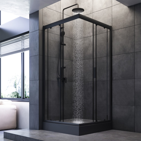 Уголок душевой AM.PM Gem 90x90x200 стекло прозрачное, профиль черный матовый (W90G-403-090BT) Уголок душевой AM.PM Gem 90x90x200 стекло прозрачное, профиль черный матовый (W90G-403-090BT)