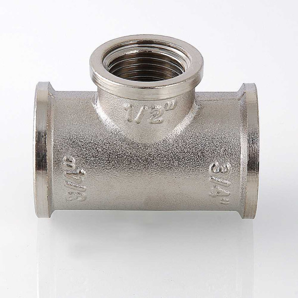 Тройник переходной 1"х1/2"х1" Valtec (никель) (VTr.750.N.0604) Тройник переходной 1"х1/2"х1" Valtec (никель) (VTr.750.N.0604)