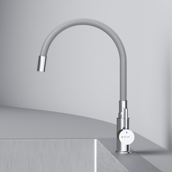 Смеситель для кухни AM.PM X-Joy S с гибким изливом серый/хром (F85B07605) Смеситель для кухни AM.PM X-Joy S с гибким изливом серый/хром (F85B07605)