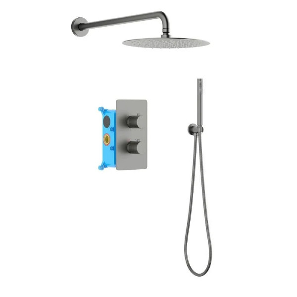 Душевая система Aquatek Европа Set 3 в 1 шлифованный черный хром (AQ1376BGM)