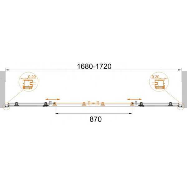 Душевая дверь Cezares Anima 170x195 стекло прозрачное (ANIMA-BF-2-170-C-Cr)