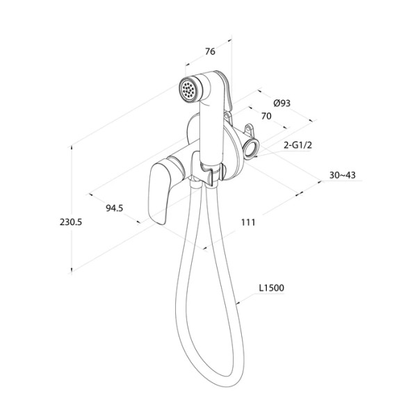 Смеситель с гигиеническим душем Milardo Rora графит (RORGMR0M08)