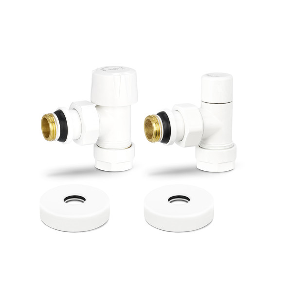 Комплект радиаторных клапанов угловой 1/2"х3/4"(18)ЕК Varmega №1 (белый) (VMDV10-110415)