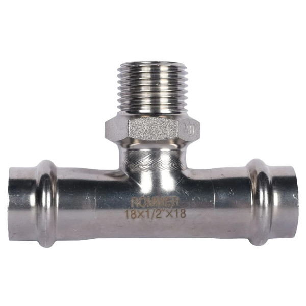Тройник переходной 18х1/2"Вх18 Rommer из нержавеющей стали (пресс) (RSS-0015-001812) Тройник переходной 18х1/2"Вх18 Rommer из нержавеющей стали (пресс) (RSS-0015-001812)