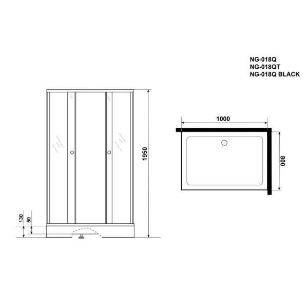 Душевой уголок Niagara 80x100x195 стекло матовое, профиль хром (NG-018-14Q)