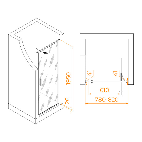 Душевая дверь RGW Stilvoll 80x195 стекло Smart Line matt, профиль хром (70320508-181) Душевая дверь RGW Stilvoll 80x195 стекло Smart Line matt, профиль хром (70320508-181)
