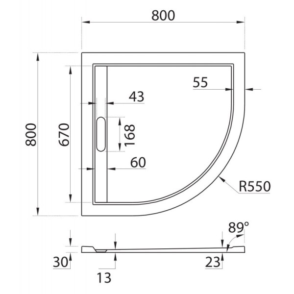 Душевой поддон из искусственного мрамора Cezares 80x80x3 белый (TRAY-AS-R-80-3-W)