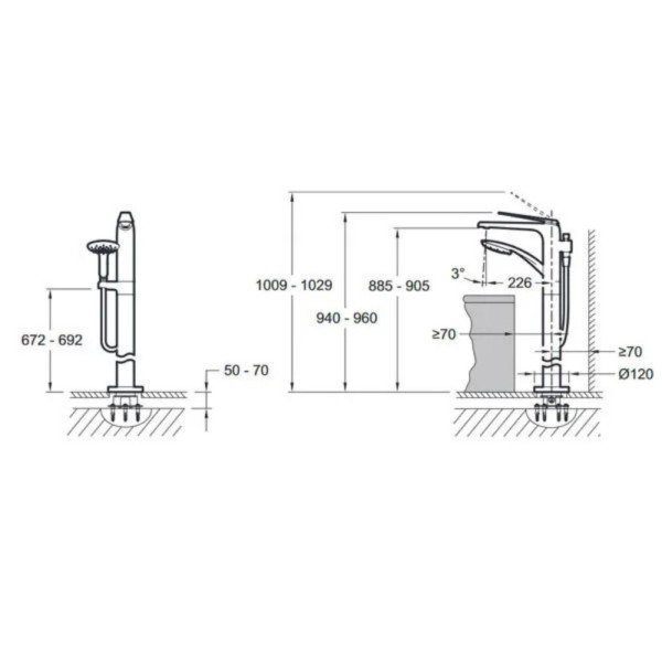 Смеситель напольный Jacob Delafon Avid бронзовый (E97367-BN)