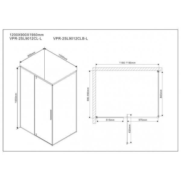 Душевой уголок Vincea Stresa VSP-1S 900х900х1950 стекло прозрачное, профиль черный (VSP-1S900CLB)