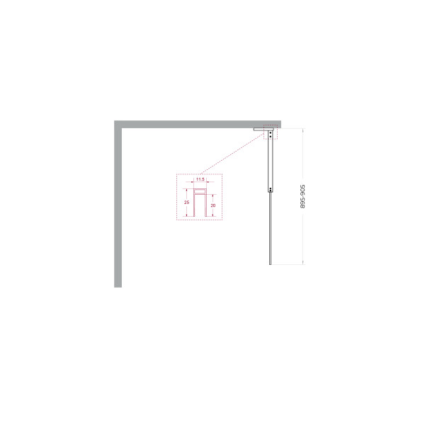 Душевое ограждение BelBagno Uno 90x200 стекло рифленое, профиль оружейная сталь матовая (UNO-L-1-TB-90-FL-GM)