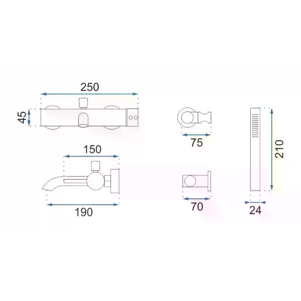 Смеситель для раковины Rea Lungo с душевым комплектом медь матовая (REA-B1115)