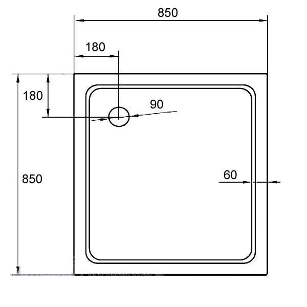 Душевой поддон Cezares Tray 85х85 (TRAY-A-A-85-15-W)