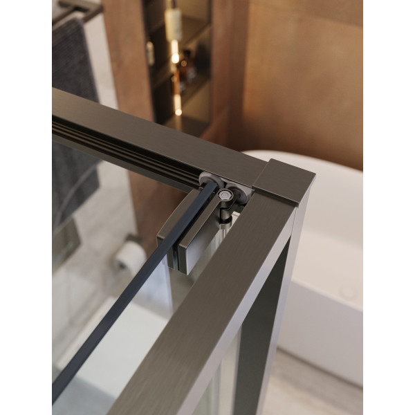 Душевой уголок Cezares Lux 110x100x195 стекло прозрачное, профиль оружейная сталь (LUX-AH-FS-11-110/100-C-GM) Душевой уголок Cezares Lux 110x100x195 стекло прозрачное, профиль оружейная сталь (LUX-AH-FS-11-110/100-C-GM)