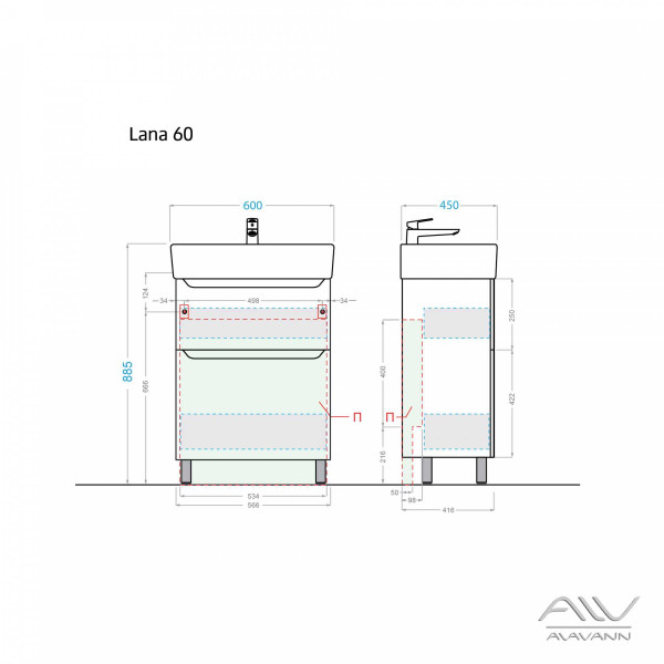 Тумба напольная Alavann Lana 60 (белая)