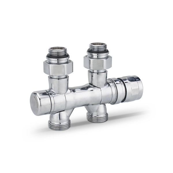 Фитинг двойной термостатический 1/2"х3/4"(18)ЕК универсальный Varmega VMDV25 (хром) (VMDV25-400415)