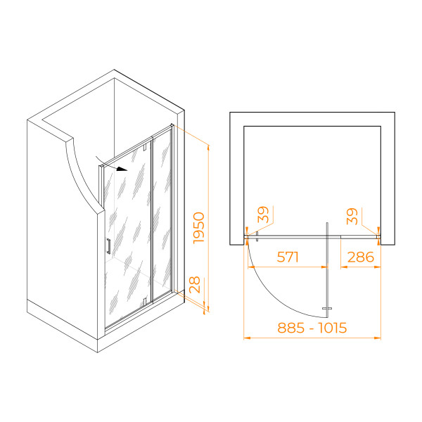 Душевая дверь RGW Passage 90x195 стекло матовое, профиль хром (350800890-21)