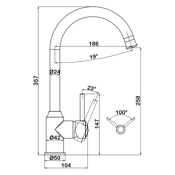 Смеситель для кухни Swedbe Selene хром (7440) Смеситель для кухни Swedbe Selene хром (7440)