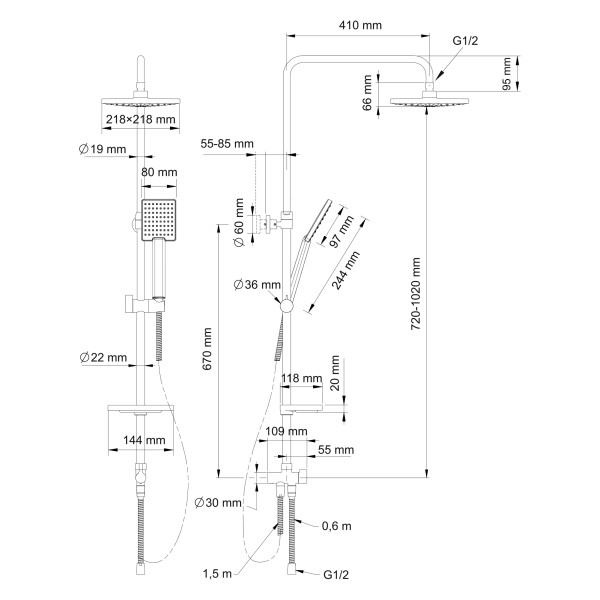 Душевой гарнитур Swedbe Calypso хром (5065)