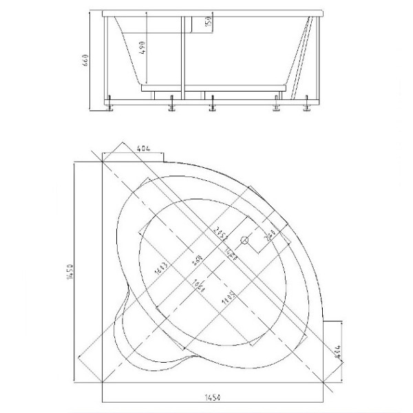 Ванна акриловая Azario Cosma 145x145x66 белая (AV.0088123)