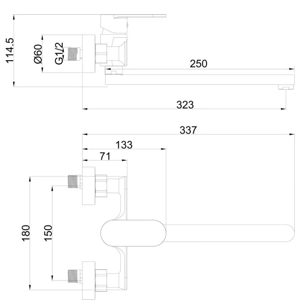 Смеситель для ванны и душа Fashun черный (A4685-7)