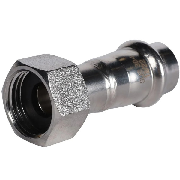 Переход 15х1/2"B с накидной гайкой Rommer из нержавеющей стали (пресс) (RSS-0026-001512)