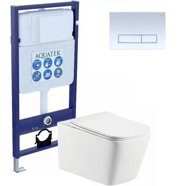 Комплект нсталляция c унитазом Aquatek Либра N KDI21рама Standard INS-0000012 с клавишей KDI-0000021 и крепежом KKI-0000002+унитаз Либра AQ0530N-00