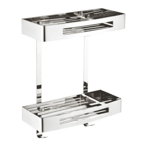 Полка прямоугольная двухэтажная хром Azario (AZ-170-2) Полка прямоугольная двухэтажная хром Azario (AZ-170-2)