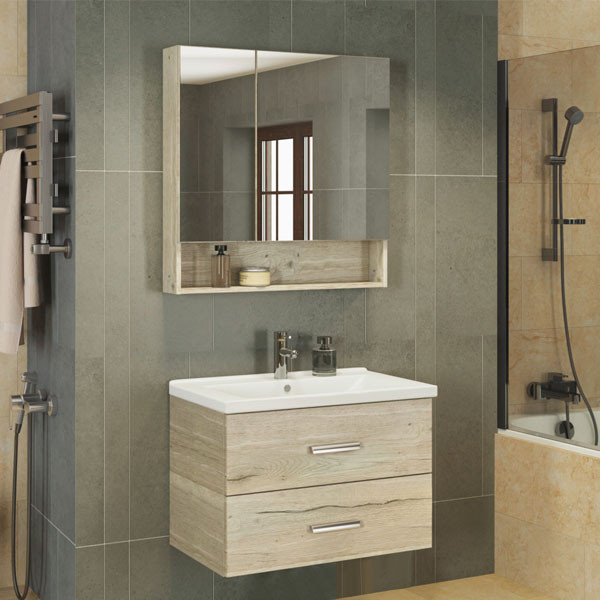 Тумба подвесная Comforty Парма 800x540x450 дуб дымчатый матовый с раковиной (00-00001526)