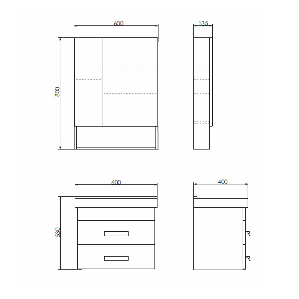 Тумба подвесная Comforty Никосия 600x530x400 белый глянцевый с раковиной (00-00001502)
