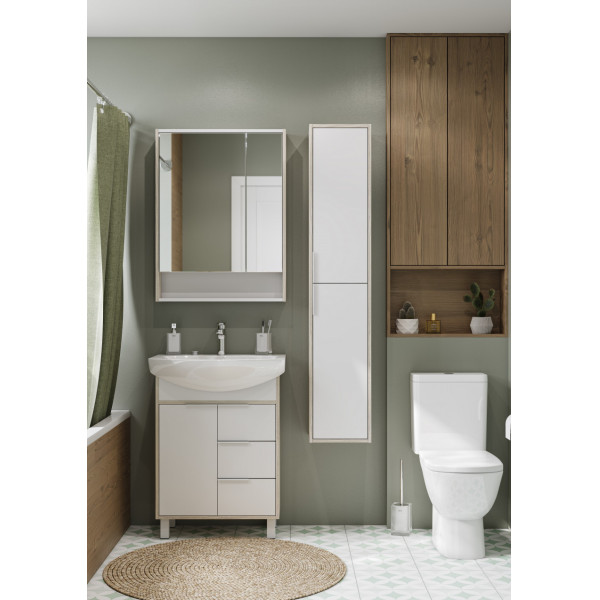 Пенал подвесной Aquaton Рико 300x273x1542 белый, ясень фабрик (1.A216.6.03R.IB9.0)