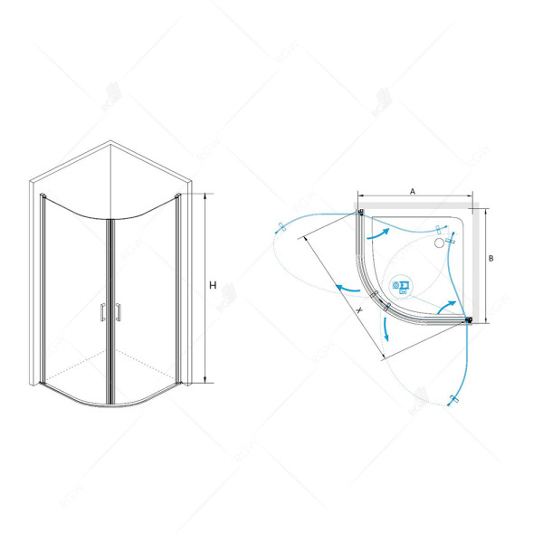 Душевой уголок RGW LE-54 90*90 стекло прозрачное, профиль хром 06125499-11