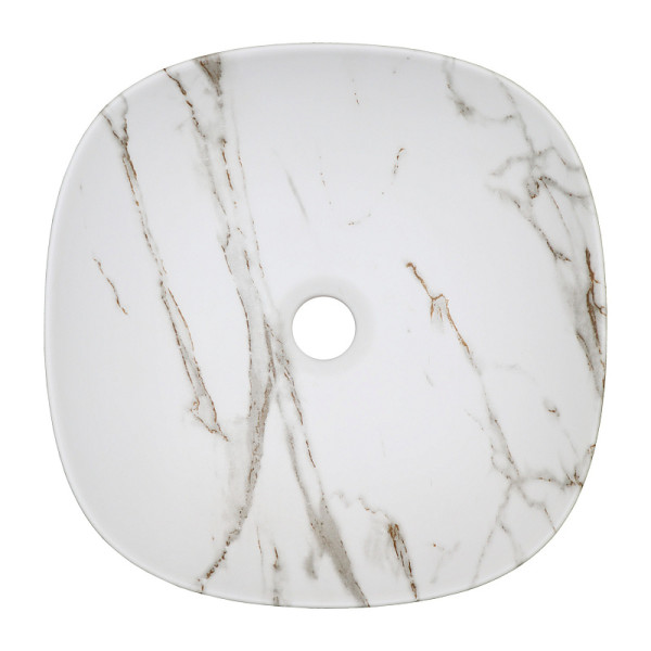 Раковина накладная Azario 37x37x11,5 белый мрамор (AZ-2184+M84,5)